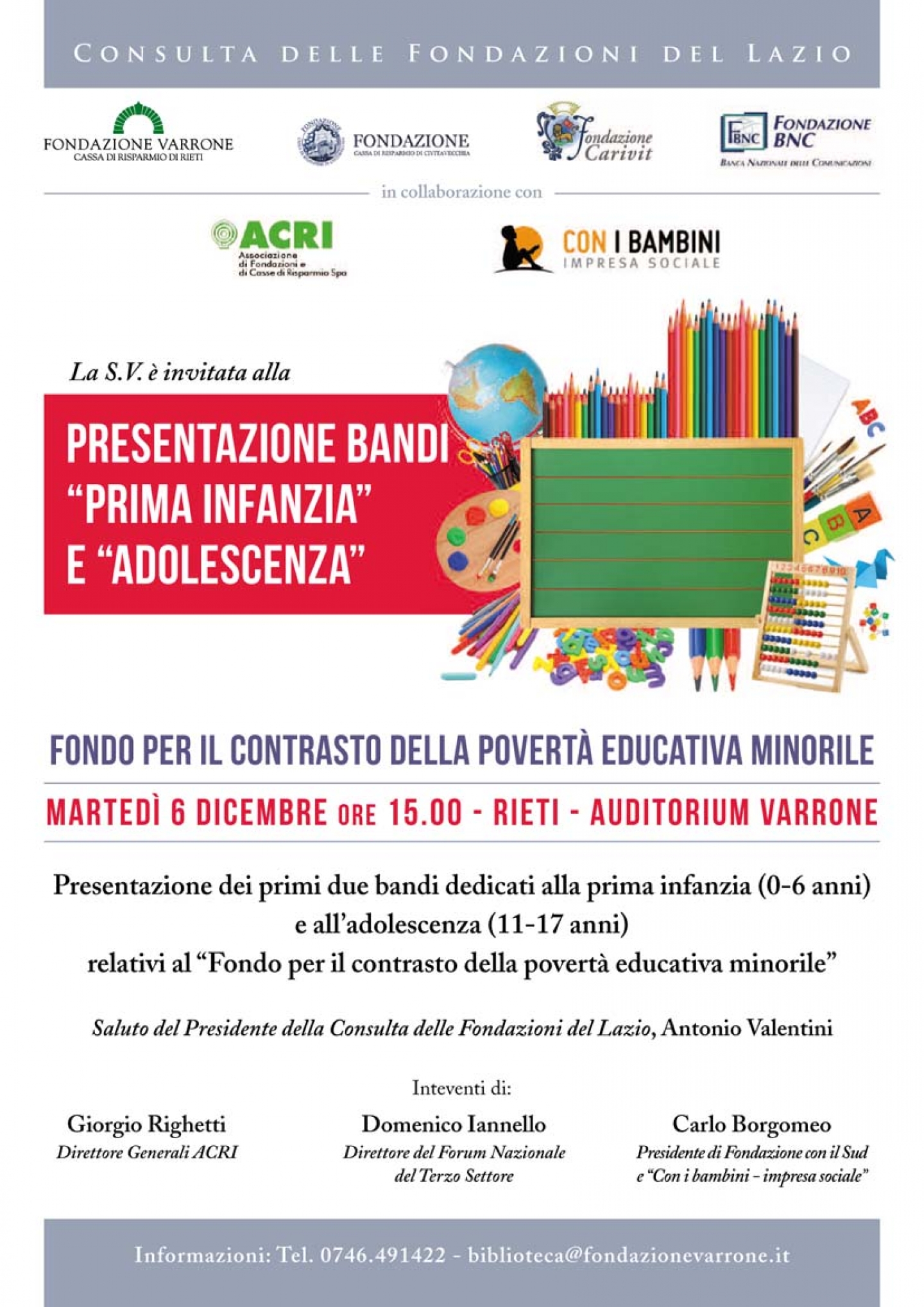 Presentazione dei primi due bandi dedicati alla prima "infanzia" e "all’adolescenza"