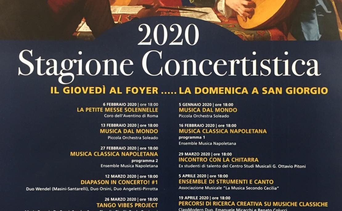 La stagione concertistica si fa in due: la domenica a San Giorgio, il giovedì al Foyer del Teatro