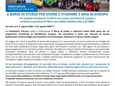 Tornano le borse di studio della Fondazione Varrone per vivere e studiare tre mesi all’estero