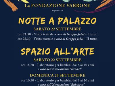 La Fondazione Varrone aderisce alle Giornate Europee del Patrimonio 2018 con “Notte a Palazzo” e “Spazio all’Arte”